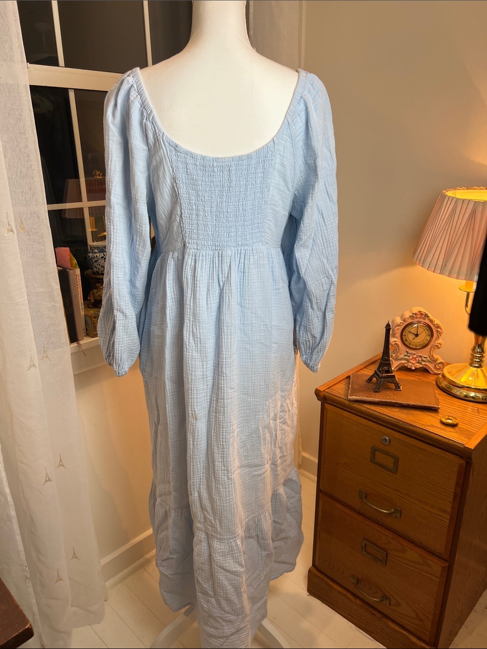 Universal Thread Light Blue Cotton Gauze Maxi Dress size large. - Picture 6 of 10